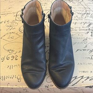 Journee Collection Women’s Jayda Navy Blue Side Zip Faux Leather Ankle Booties